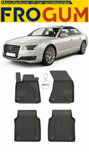 Audi A8 D4 Din 01.2010 - 09.2013, Sedan, Ampatament Lung , Set Covorase Auto Tip Tavita Premium 3D, din cauciuc accesorii pentru autoturismul tau - masina v161707