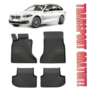 Bmw Seria 5 F11 Din 2013 - 01.2017, Combi, Set Covorase Auto Tip Tavita Premium 3D, din cauciuc