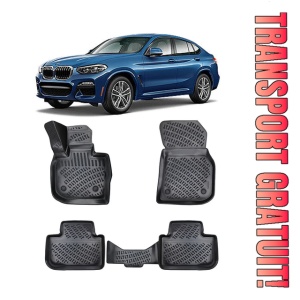 Bmw X4 G02 2018-2025 Set 4 covorase auto din cauciuc tip tavita premium line 3D