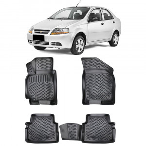 Chevrolet Aveo I 2002-2011 Set 4 covorase auto din cauciuc tip tavita premium line 3D accesorii pentru autoturismul tau - masina v241922