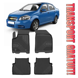 Chevrolet Aveo T250 Din 2006 - 2011, Sedan , Set Covorase Auto Tip Tavita Premium 3D, din cauciuc