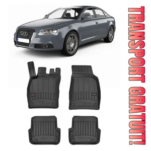 Covorase Auto Tip Tavita Audi A6 C6 Din 2006 - 2011 , Set Covorase Auto Tip Tavita Premium 3D, din cauciuc