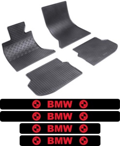 Covorase BMW Seria 5 F10, Sedan, din 03.2010 - 2013 si set 4 stickere protectie praguri BMW accesorii pentru autoturismul tau - masina v3715