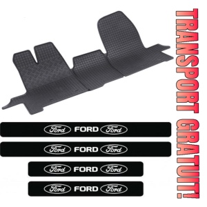 Covorase Ford Transit, Van, din 2015 - 2020, 3 locuri si set 4 stickere protectie praguri Ford