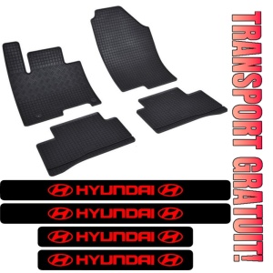 Covorase Hyundai Tucson, SUV, din 12.2020 - prezent si set 4 stickere protectie praguri Hyundai