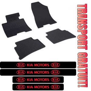 Covorase Kia Sportage IV, SUV, din 01.2016 - prezent si set 4 stickere protectie praguri Kia