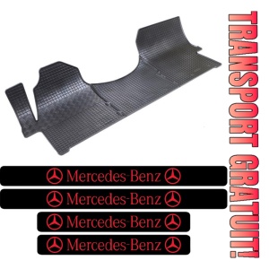 Covorase Mercedes Sprinter II, Van, din 2006 - 2018, 3 locuri si set 4 stickere protectie praguri Mercedes
