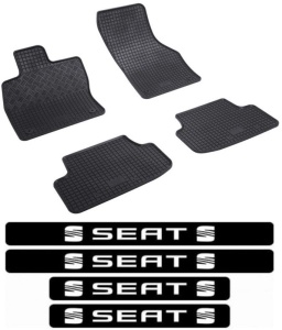 Covorase Seat Leon III 5F, Hatchback, din 11.2012 - 02.2020 si set 4 stickere protectie praguri Seat accesorii pentru autoturismul tau - masina v4035