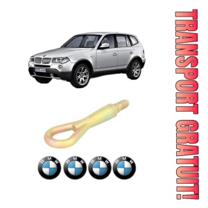Cui carlig remorcare, tractare auto BMW Seria X3 (E83) din 2003-2011, Otel, Cri-Flo, 4 Stickere cu BMW