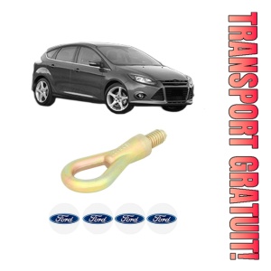 Cui carlig remorcare, tractare auto FORD FOCUS III din 2010-2020, Otel, Cri-Flo, 4 Stickere cu FORD