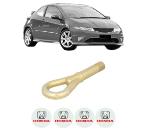 Cui carlig remorcare, tractare auto HONDA CIVIC VIII Hatchback (FN, FK) din 2005-2012, Otel, Cri-Flo, 4 Stickere cu HONDA - Img 2