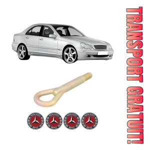 Cui carlig remorcare, tractare auto MERCEDES-BENZ C-CLASS (W203) din 2000-2007, Otel, Cri-Flo, 4 Stickere cu MERCEDES-BENZ