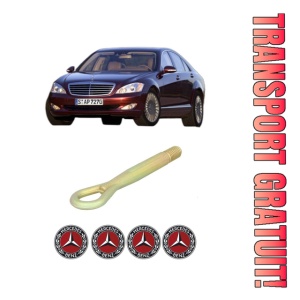 Cui carlig remorcare, tractare auto MERCEDES-BENZ S-CLASS (W221, V221) din 2005-2013, Otel, Cri-Flo, 4 Stickere cu MERCEDES-BENZ
