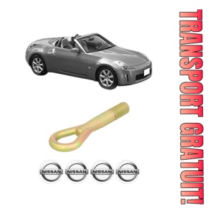 Cui carlig remorcare, tractare auto NISSAN 350Z Roadster (Z33) din 2004-2009, Otel, Cri-Flo, 4 Stickere cu NISSAN
