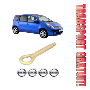 Cui carlig remorcare, tractare auto NISSAN NOTE (E11, NE11) din 2006-2012, Otel, Cri-Flo, 4 Stickere cu NISSAN
