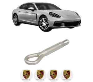 Cui carlig remorcare, tractare auto PORSCHE PANAMERA (971) din 2016-2023, Otel, Cri-Flo, 4 Stickere cu PORSCHE - Img 2