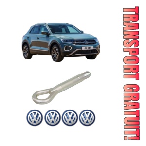 Cui carlig remorcare, tractare auto Volkswagen T-ROC (A11, D11) din 2017-2021, Otel, Cri-Flo, 4 Stickere cu Volkswagen
