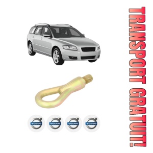 Cui carlig remorcare, tractare auto VOLVO V50 (545) din 2004-2012, Otel, Cri-Flo, 4 Stickere cu VOLVO
