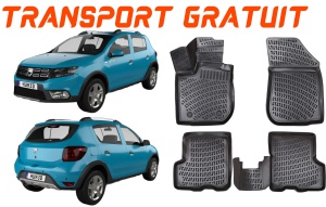 Dacia Sandero II 2012-2020 Set 4 covorase auto din cauciuc tip tavita premium line 3D accesorii pentru autoturismul tau - masina v241912