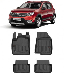 Dacia Sandero III Din 01.2021 - Prezent, Hatchback , Set Covorase Auto Tip Tavita Premium 3D, din cauciuc accesorii pentru autoturismul tau - masina v163209