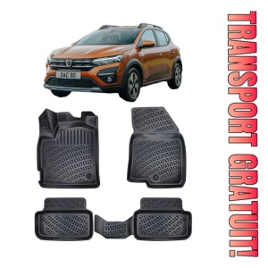 Dacia Sandero Stepway Prestige 2020-2025 Set 4 covorase auto din cauciuc tip tavita premium line 3D