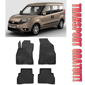 Fiat Doblo II Cargo Maxi Din 2010 - Prezent, Van , Set Covorase Auto Tip Tavita Premium 3D, din cauciuc
