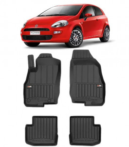 Fiat Punto Evo Din 2009 - 2012, Hatchback, 3 Usi , Set Covorase Auto Tip Tavita Premium 3D, din cauciuc accesorii pentru autoturismul tau - masina v162740