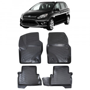 Ford C-Max II 2011-2019 Set 4 covorase auto din cauciuc tip tavita premium line 3D accesorii pentru autoturismul tau - masina v242471
