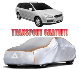 Husa Prelata Antigrindina Auto FORD FOCUS II Estate Van din 2009-2011, Protectie auto contra intemperiilor la grindina, Waterproof, 4x Stickere auto FORD