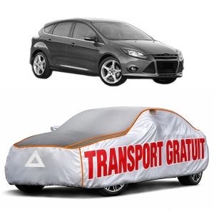 Husa Prelata Antigrindina Auto FORD FOCUS III din 2010-2020, Protectie auto contra intemperiilor la grindina, Waterproof, 4x Stickere auto FORD