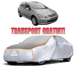 Husa Prelata Antigrindina Auto PEUGEOT 307 SW Estate Van (3E_, 3H_) din 2003-2009, Protectie auto contra intemperiilor la grindina, Waterproof, 4x Stickere auto PEUGEOT