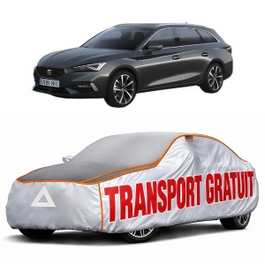 Husa Prelata Antigrindina Auto SEAT LEON Sportstourer (KL8, KLD) din 2020-2021, Protectie auto contra intemperiilor la grindina, Waterproof, 4x Stickere auto SEAT
