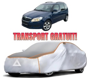 Husa Prelata Antigrindina Auto SKODA ROOMSTER (5J7) din 2006-2015, Protectie auto contra intemperiilor la grindina, Waterproof, 4x Stickere auto SKODA
