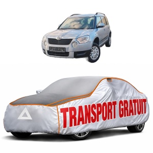 Husa Prelata Antigrindina Auto SKODA YETI (5L) din 2009-2017, Protectie auto contra intemperiilor la grindina, Waterproof, 4x Stickere auto SKODA