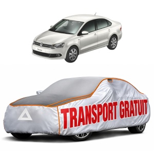 Husa Prelata Antigrindina Auto Volskwagen POLO V Saloon (602, 604, 612, 614) din 2010-2022, Protectie auto contra intemperiilor la grindina, Waterproof, 4x Stickere auto Volskwagen