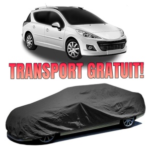 Husa prelata auto pentru PEUGEOT 207 SW Estate Van (WK_) 2007 - 2012, culoare negru, material textil impermeabil, rezistanta la intemperii praf UV, CARPASSION Husa Protectie