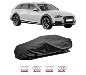 Husa tip prelata auto AUDI A4 Allroad B9 (8WH, 8WJ) din 2016-2020, Culoare Negru, material textil impermeabil, rezistanta la intemperii praf UV, CARPASSION Husa Protectie, 4 Stickere auto cu AUDI - Img 2