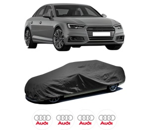 Husa tip prelata auto AUDI A4 B9 (8W2, 8WC) din 2015-2021, Culoare Negru, material textil impermeabil, rezistanta la intemperii praf UV, CARPASSION Husa Protectie, 4 Stickere auto cu AUDI - Img 2