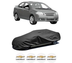 Husa tip prelata auto CHEVROLET AVEO / KALOS Saloon (T250, T255) din 2005-2013, Culoare Negru, material textil impermeabil, rezistanta la intemperii praf UV, CARPASSION Husa Protectie, 4 Stickere auto cu CHEVROLET - Img 2
