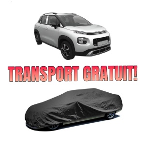 Husa tip prelata auto CITROEN C3 AIRCROSS II (2R_, 2C_) din 2017-2020, Culoare Negru, material textil impermeabil, rezistanta la intemperii praf UV, CARPASSION Husa Protectie, 4 Stickere auto cu CITROEN