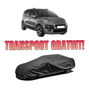 Husa tip prelata auto CITROEN C3 PICASSO (SH_) din 2008-2017, Culoare Negru, material textil impermeabil, rezistanta la intemperii praf UV, CARPASSION Husa Protectie, 4 Stickere auto cu CITROEN