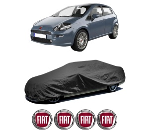 Husa tip prelata auto FIAT PUNTO Hatchback Van (199_) din 2009-2012, Culoare Negru, material textil impermeabil, rezistanta la intemperii praf UV, CARPASSION Husa Protectie, 4 Stickere auto cu FIAT - Img 2