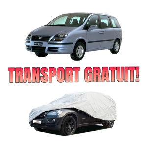 Husa tip prelata auto FIAT ULYSSE (179_) din 2002-2011, Culoare Gri, material textil impermeabil, rezistanta la intemperii praf UV, CARPASSION Husa Protectie, 4 Stickere auto cu FIAT