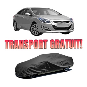 Husa tip prelata auto HYUNDAI i40 I (VF) din 2012-2019, Culoare Negru, material textil impermeabil, rezistanta la intemperii praf UV, CARPASSION Husa Protectie, 4 Stickere auto cu HYUNDAI