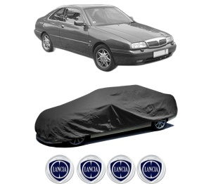 Husa tip prelata auto LANCIA KAPPA Coupe (838_) din 1996-2001, Culoare Negru, material textil impermeabil, rezistanta la intemperii praf UV, CARPASSION Husa Protectie, 4 Stickere auto cu LANCIA - Img 2