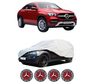 Husa tip prelata auto MERCEDES-BENZ GLE Coupe (C167) din 2019-2023, Culoare Gri, material textil impermeabil, rezistanta la intemperii praf UV, CARPASSION Husa Protectie, 4 Stickere auto cu MERCEDES-BENZ - Img 2