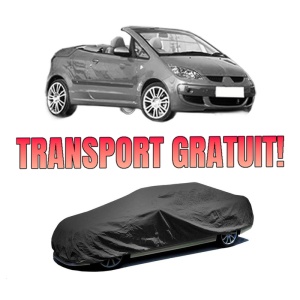 Husa tip prelata auto MITSUBISHI COLT CZC VI Convertible (RG) din 2006-2009, Culoare Negru, material textil impermeabil, rezistanta la intemperii praf UV, CARPASSION Husa Protectie, 4 Stickere auto cu MITSUBISHI