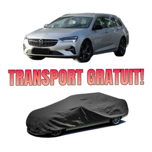 Husa tip prelata auto OPEL INSIGNIA A Sports Tourer (G09) din 2008-2017, Culoare Negru, material textil impermeabil, rezistanta la intemperii praf UV, CARPASSION Husa Protectie, 4 Stickere auto cu OPEL