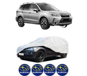 Husa tip prelata auto SUBARU FORESTER (SJ_) din 2012-2013, Culoare Gri, material textil impermeabil, rezistanta la intemperii praf UV, CARPASSION Husa Protectie, 4 Stickere auto cu SUBARU - Img 2
