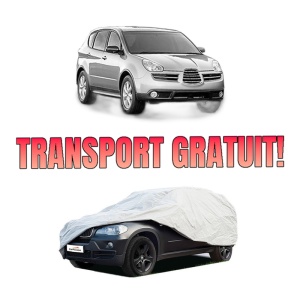 Husa tip prelata auto SUBARU TRIBECA (B9) din 2005-2009, Culoare Gri, material textil impermeabil, rezistanta la intemperii praf UV, CARPASSION Husa Protectie, 4 Stickere auto cu SUBARU